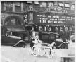 Swan Cardini pushing Carriage, Her hand written note about carriage, Cardini on Marquee in Background